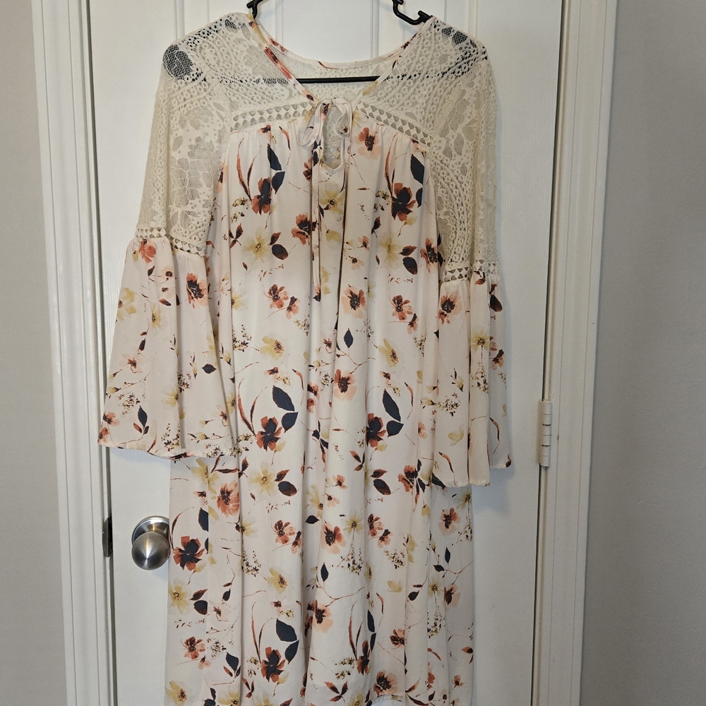 Floral Lace-Trimmed Dress